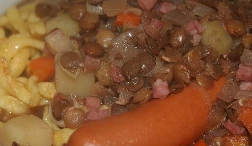 Schwäbische Linsen und Spätzle