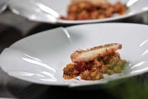 Zanderfilet mit Auberginenwürfeln